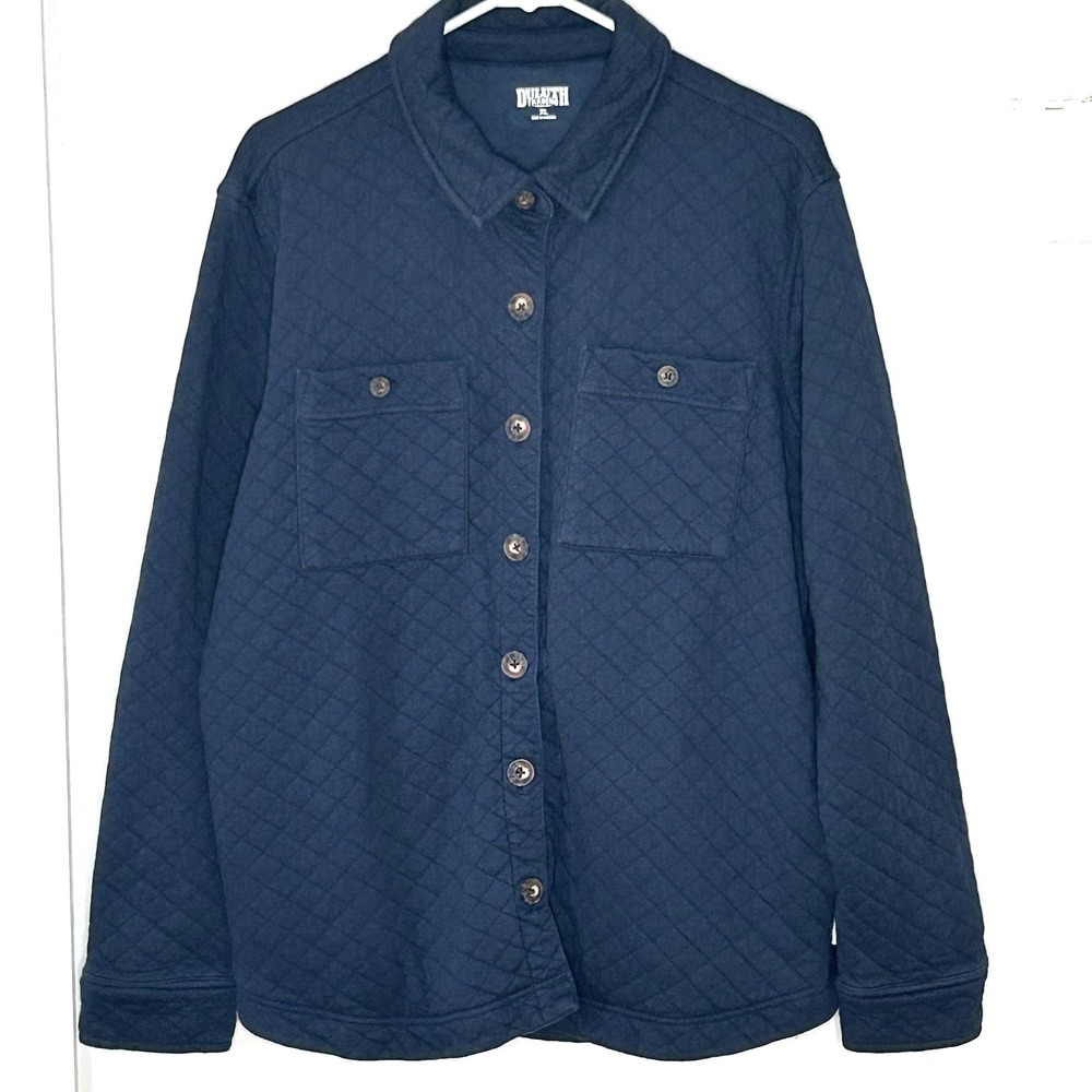 Duluth Trading Co AirLoc Shirt Jacket Blue Quilted Women's XL Midweight Pockets